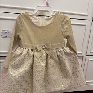 Elegant Cream and Gold Kids Dress